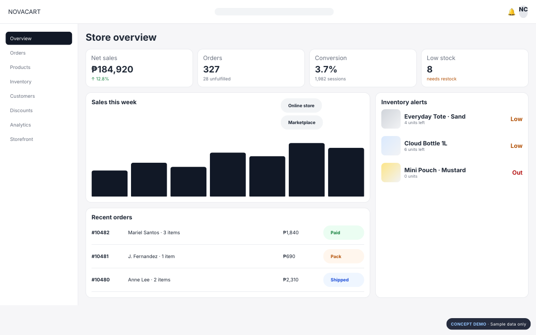 Retail / E-commerce concept demo actual screen thumbnail