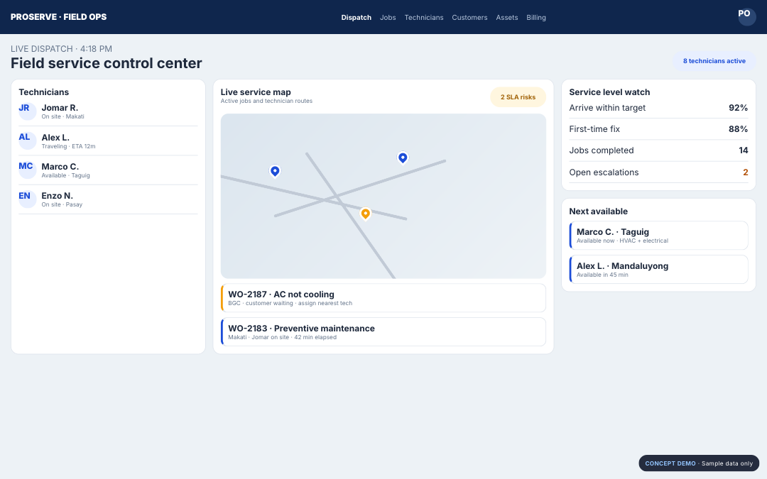 Field Service concept demo actual screen thumbnail