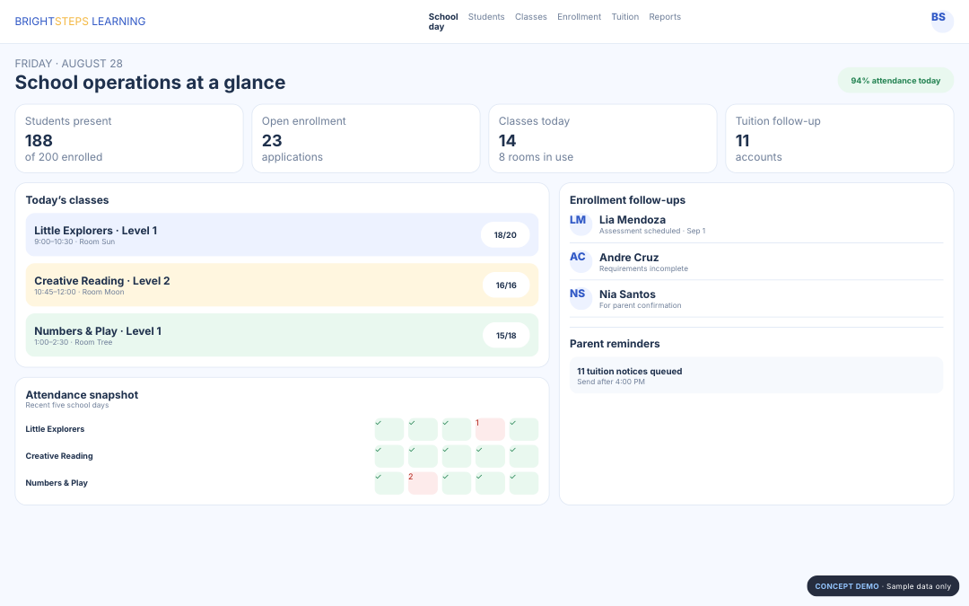 School / Playschool concept demo actual screen thumbnail