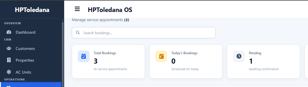Sanitized HPToledana operations dashboard