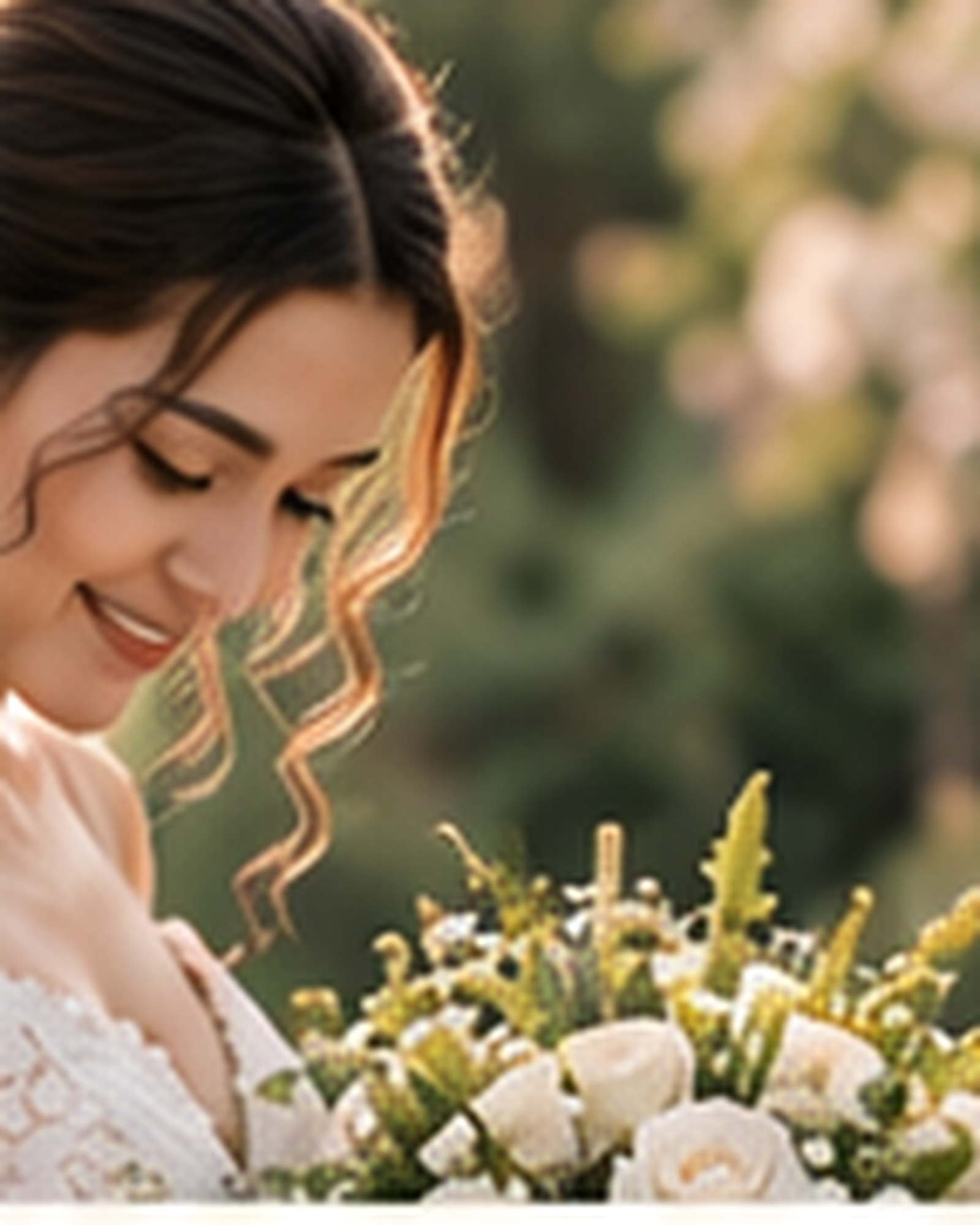 Isabella holding her bridal bouquet